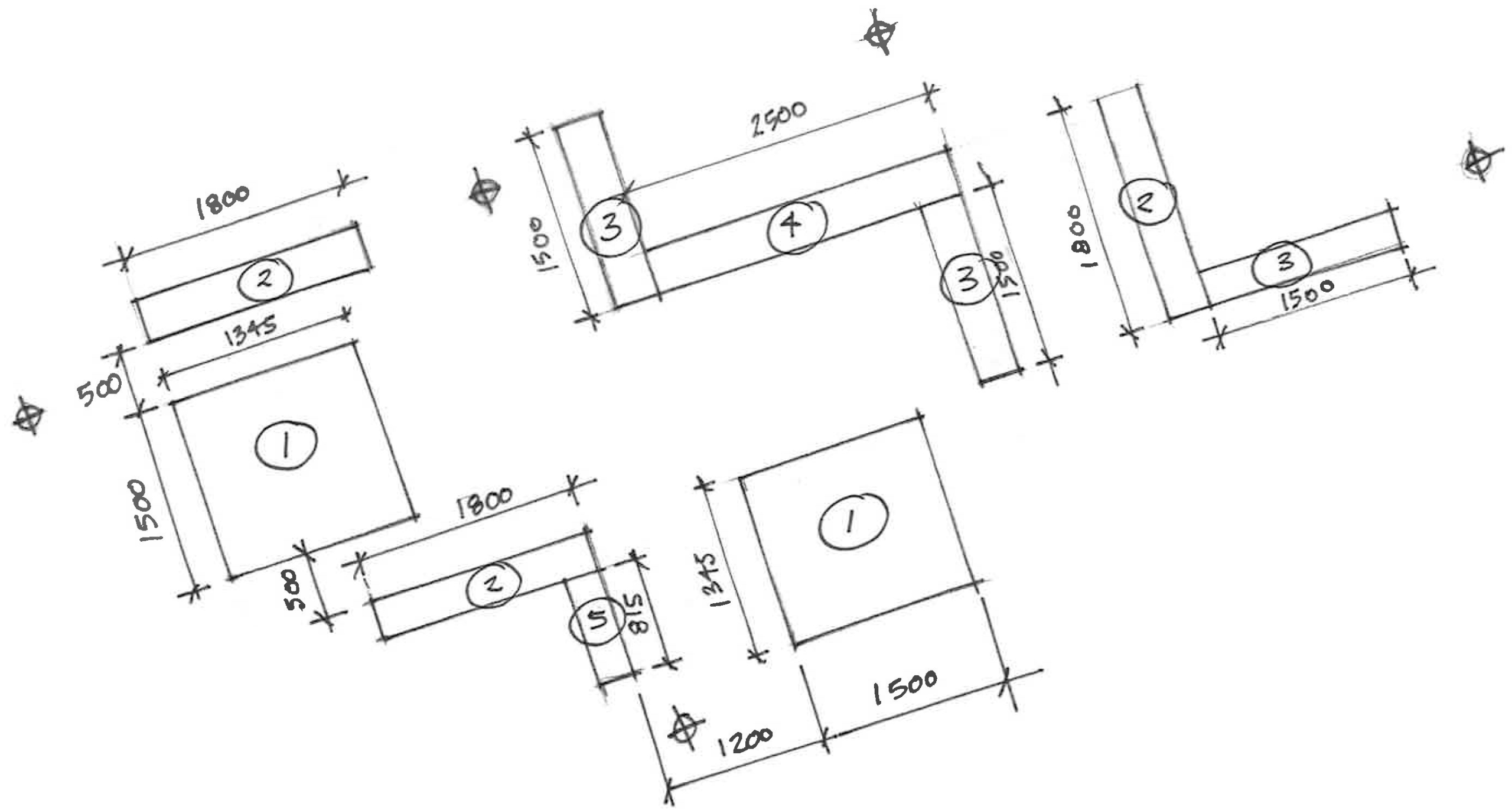 Hand sketch of Escola social seating configuration, by Julie Lee from Tract Consultants.