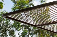 ChillOUT Tree with aluminium spotted gum louvres and duratec eternity bronze trunk