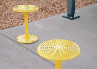 Cafe Stools (S1) powder coated in Brilliant Yellow.