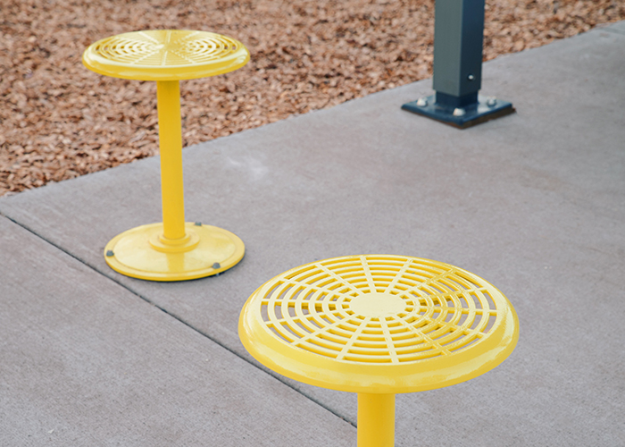 Cafe Stools (S1) powder coated in Brilliant Yellow.