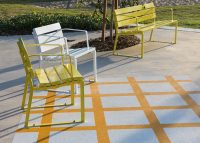 Forum Seats (1-seater and 3-seater), in Brilliant Yellow and Pearl White.