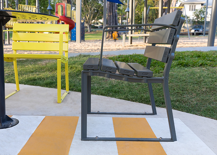 Forum Seats (1-seater), in Woodland Grey and Brilliant Yellow.