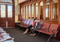 Sit with loved ones while waiting for the next train.