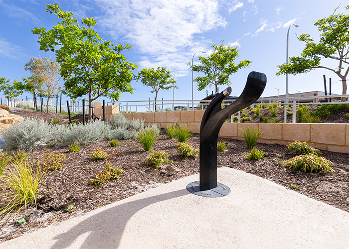 Arqua Fountain, powdercoated in Night Sky.