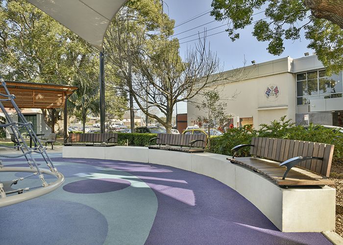 Arc Seats on concrete plinths in Anzac Park, Campsie. Photo: Artur Ferrao