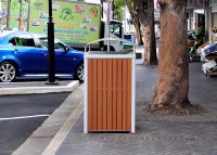 Frame Bin Enclosure with aluminium woodgrain Bush Cherry battens, Palladium Silver frame.