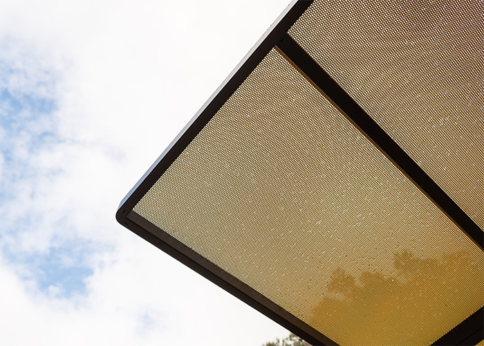 ChillOUT Tree (CT1) in Textura Dark Bronze, Mustard perforated roof.
