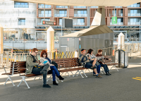 Mall DDA Seats with eco-certified Jarrah hardwood battens and Palladium Silver frames.