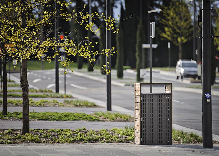Custom bin enclosure with brass detailing. Randal Photography.