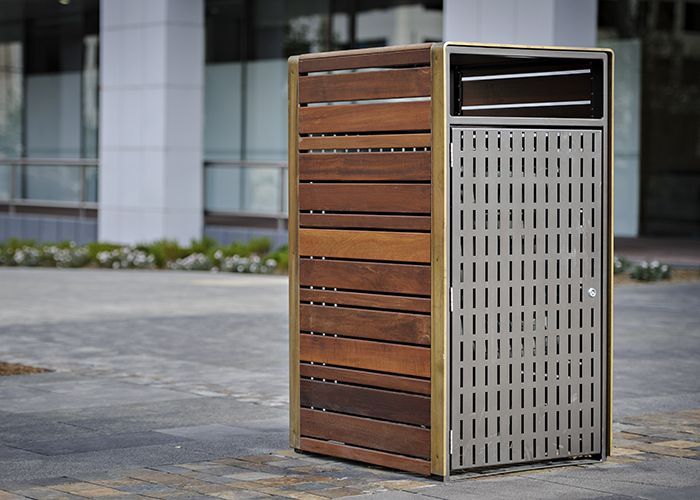 Custom bin enclosure with brass detailing. Randal Photography.