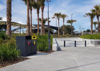 Escola Bin Enclosures, 240L, provide amenity for 3000 square metres of parkland at HOTA.