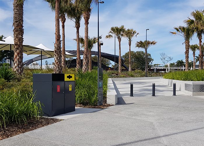 Escola Bin Enclosures, 240L, provide amenity for 3000 square metres of parkland at HOTA.