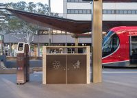 Custom bin enclosure for the Canberra light rail.