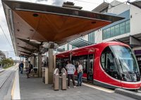 Custom seats and bin enclosures for the Canberra light rail.