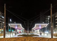 Canberra Metro station at night.