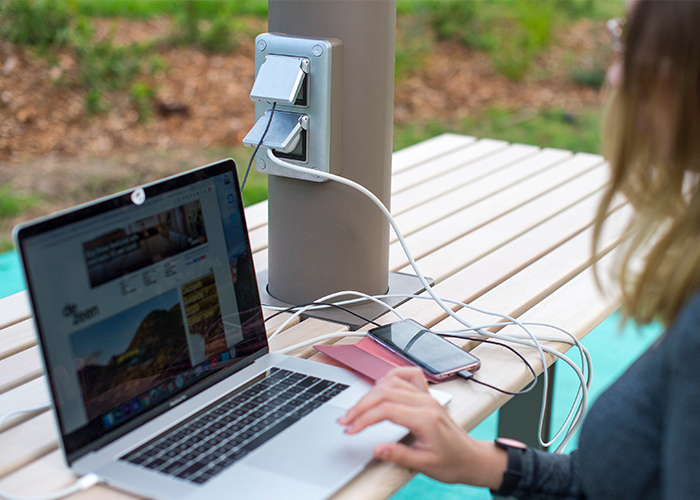 Outdoor device charging at the Hurstville ChillOUT Hub, NSW.
