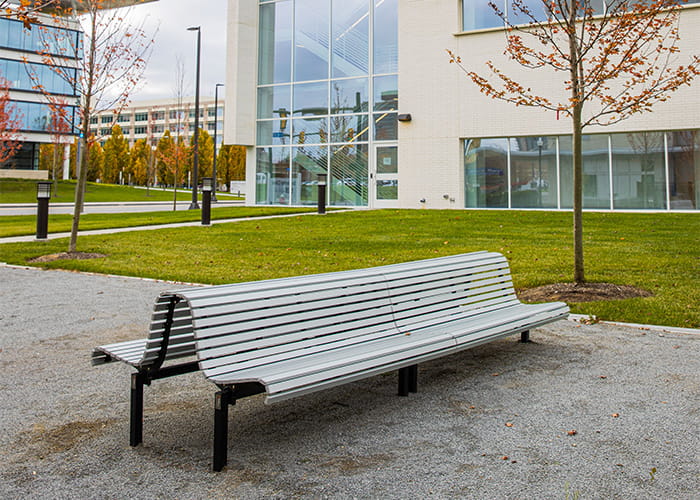 Classic Plaza Back-to-Back Seat with aluminium battens and Textura Night Sky Frames.