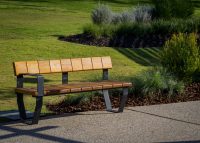 Custom seat designed by Tract, manufactured by Street Furniture Australia. Credit: J & E Photography