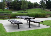 Classic Plaza Setting with eco-certified Jarrah hardwood battens and Night Sky frames.