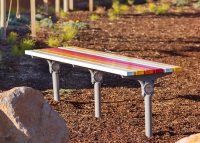 Mall Slim Bench, battens in Pearl White, Safety Yellow, Sensation Orange and Lobster Red.
