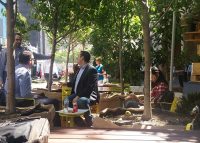 Outdoor meetings with Forum Seats and canopy by Andreasens Green.