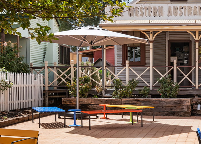 Forum Low Table, or bench, with Cafe Stools.