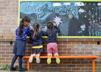 The Garden Classroom, with chalkboard.