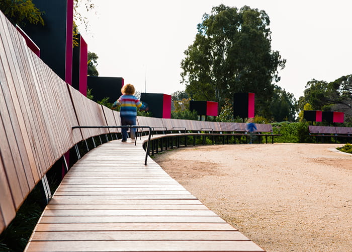 Custom promenade seating, Garden For the Future.