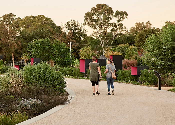 Walking in the Garden For the Future, with Arqua Drinking Fountain. Photo: TCL.