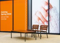 Forum Seats and Low Table in aluminium woodgrain Bush Cherry, with Woodland Grey frames.