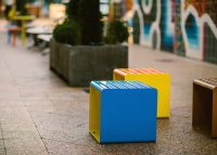 Linea Cube (LIC6) in Bondi Blue, Brilliant Yellow and Sensation Orange.