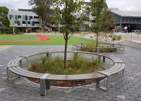 Tailored circular benches for the upgraded Homebush West campus.