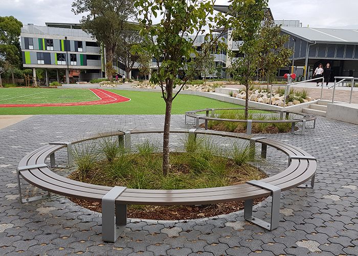 Tailored circular benches for the upgraded Homebush West campus.