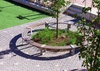 Tailored circular benches for the upgraded Homebush West campus.