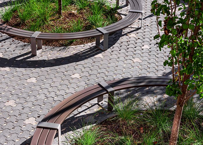 Tailored circular benches for the upgraded Homebush West campus.