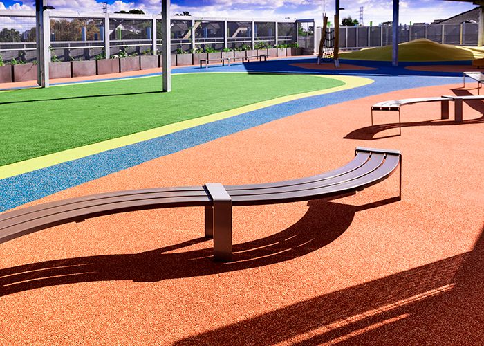 Tailored seating for the rooftop playground.