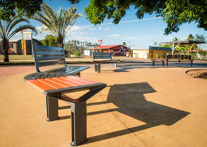 Aria Seating System (2S-C45-1B etc), powder coated in Textura Monument and Sensation Orange.