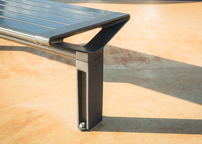 Aria Bench (CMA4, 3B 1800mm) powder coated in Textura Monument.