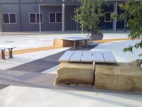 Custom platform bench.