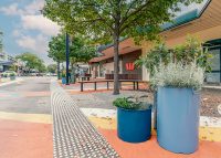 Tailored Frame Planters (PT3) round with panels in custom Nowra Teal and Wedgewood.