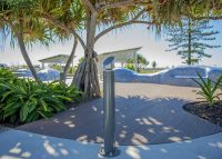 Slim Bollard with slope head, Woodland Grey finish.