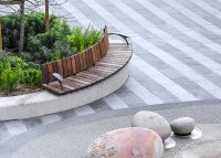 Convex Arc Seat, Jarrah hardwood battens with Charcoal frames.
