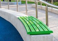 Linea Curved Bench (LIB6-C, tailored curve and length) in Viper Green.