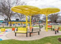 ChillOUT Tree (CT1, 2700mm, 2700mm, 3100mm) Powered, Spandek and Perforated roof, in Brilliant Yellow.