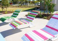 Mall Sun Lounges with Pearl White, Telemagenta Pink, Lycra Strip Green, Viper Green and Shamrock battens.