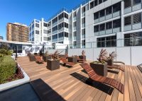 Mall Sun Lounges with Jarrah battens and Night Sky frames. Photo: Meriton.