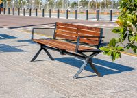 Aria Seat with Jarrah battens and Sable Bass frames.