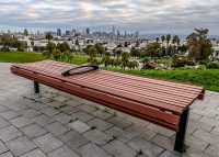 View across the city from a Classic Plaza Bench.