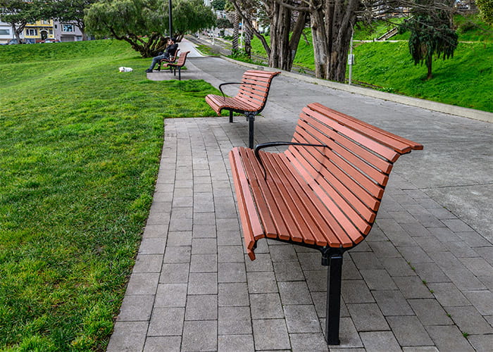 Classic Plaza Seat with custom armrest.