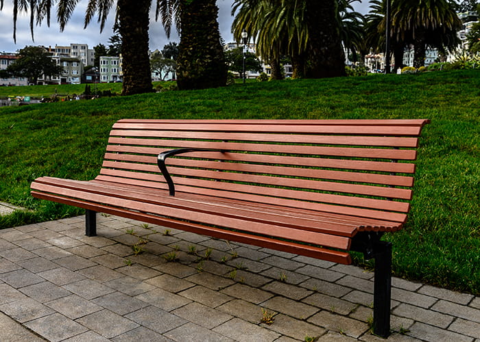 Classic Plaza seat with custom armrest.